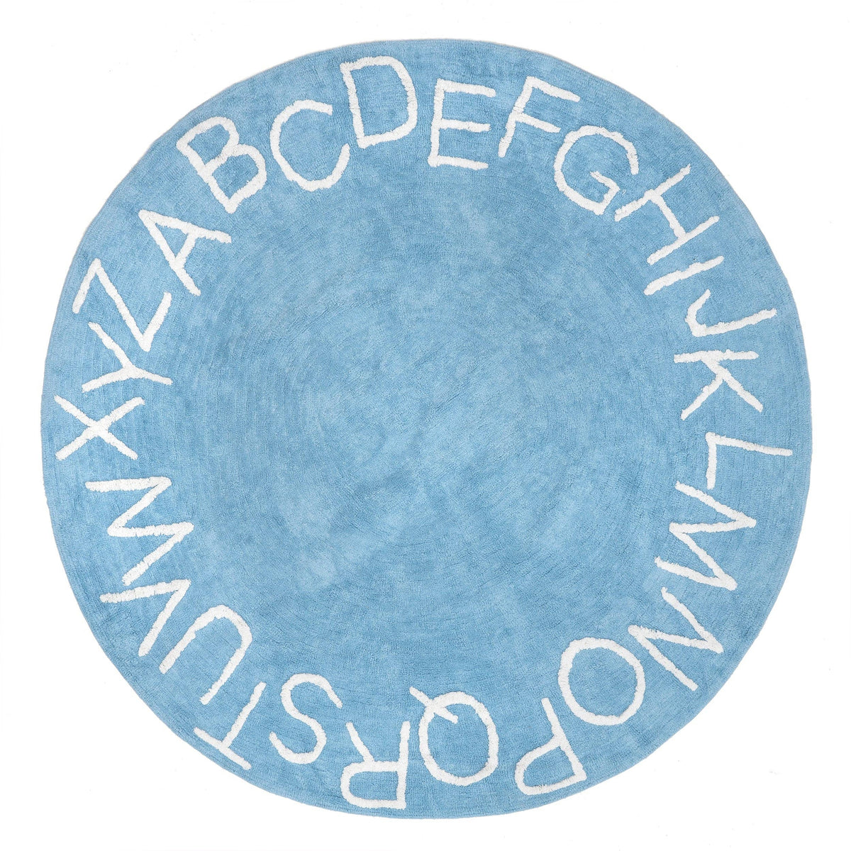 Washable Round Alphabet Rug, Blue, 6 ft