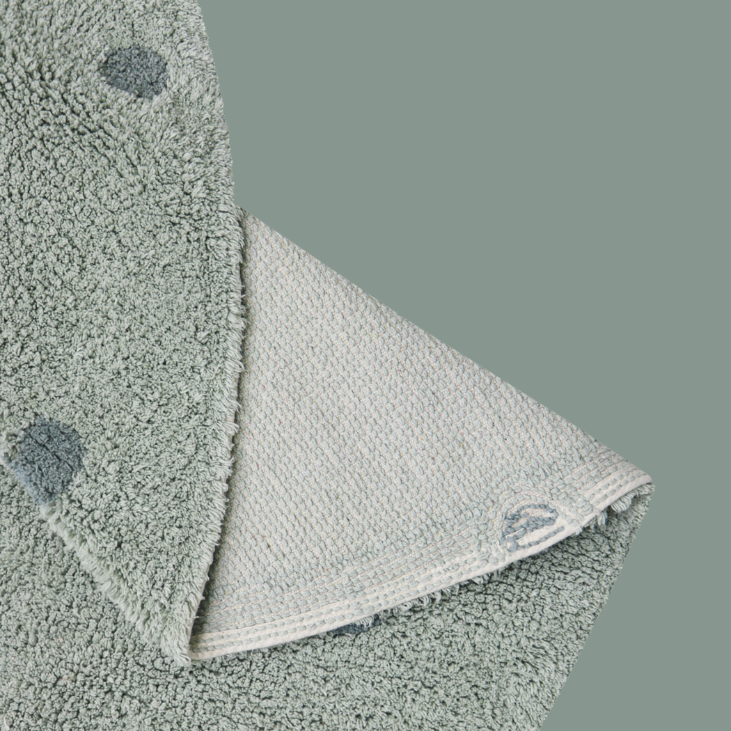 Washable Rug, Round Dot in Blue Sage