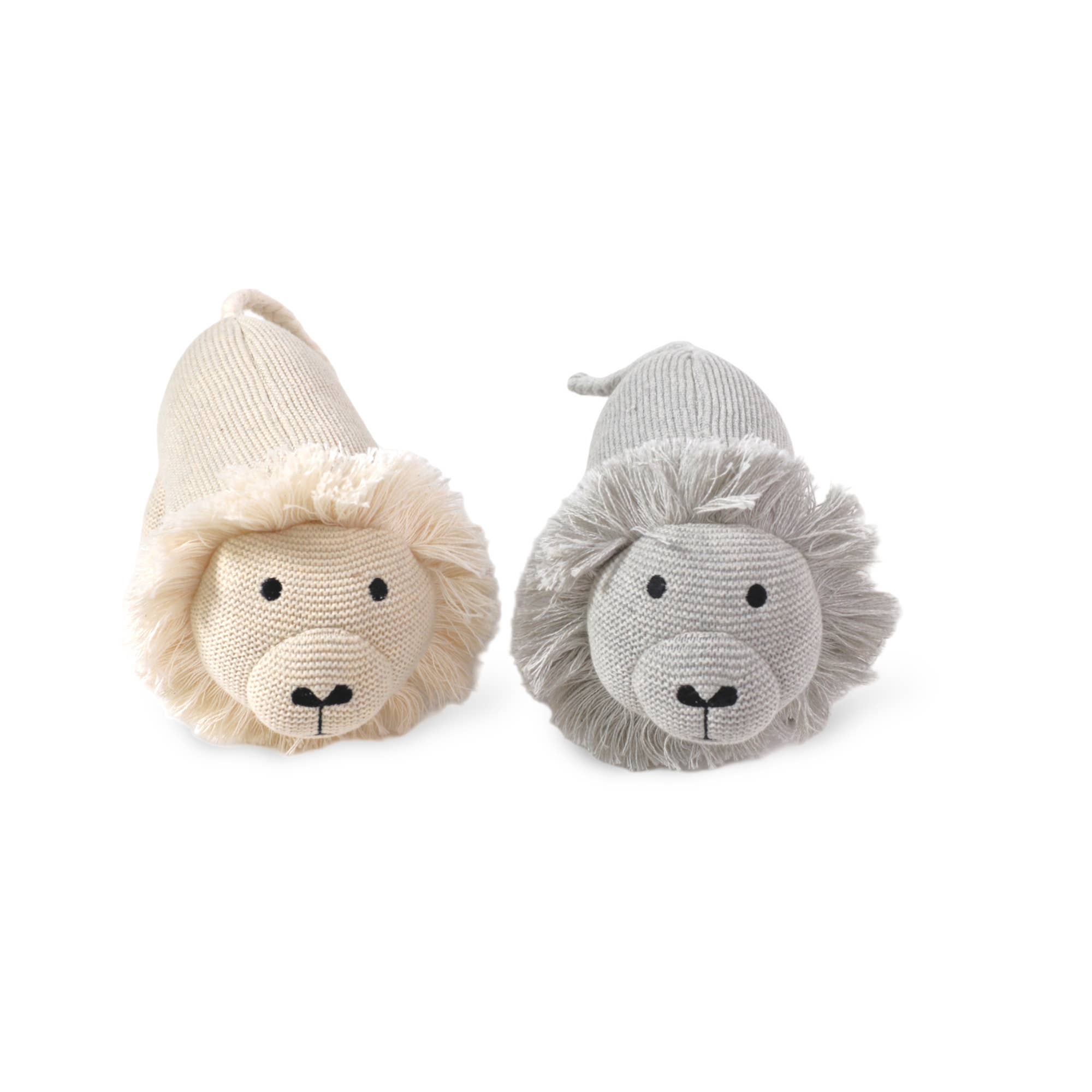 Lion Knit Stuffed Animal Soft Baby Toy (Organic Cotton): Natural Heather