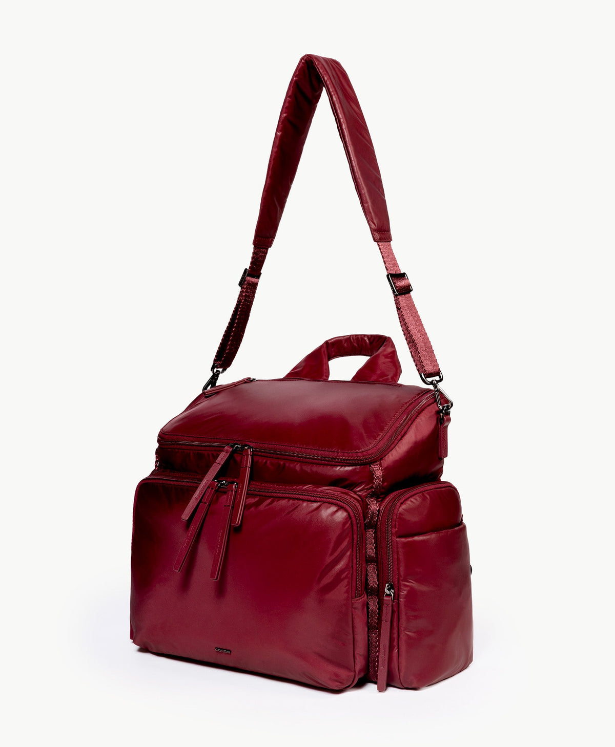 Caraa Baby Bag Large in Tawny Port with its crossbody strap