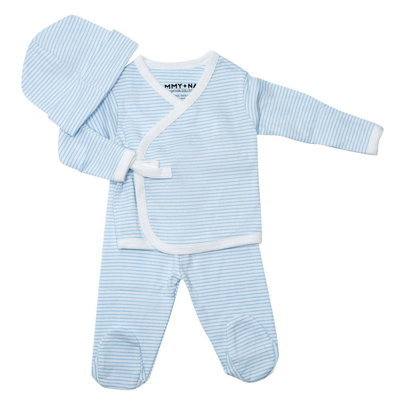 Classic Stripe Take Me Home Set in Light Blue: Light blue / Pima cotton / NB
