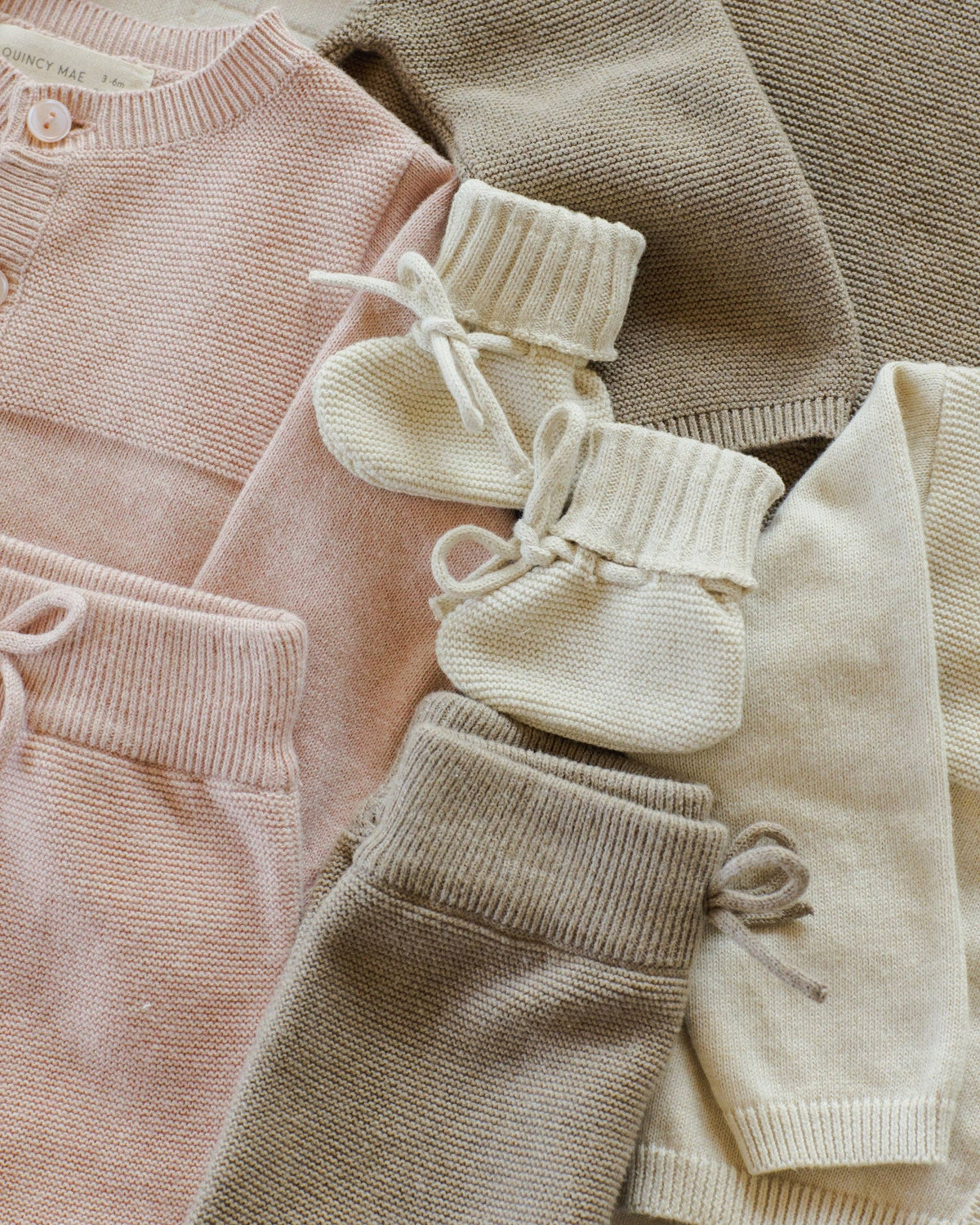 Knit Booties - Heathered Natural