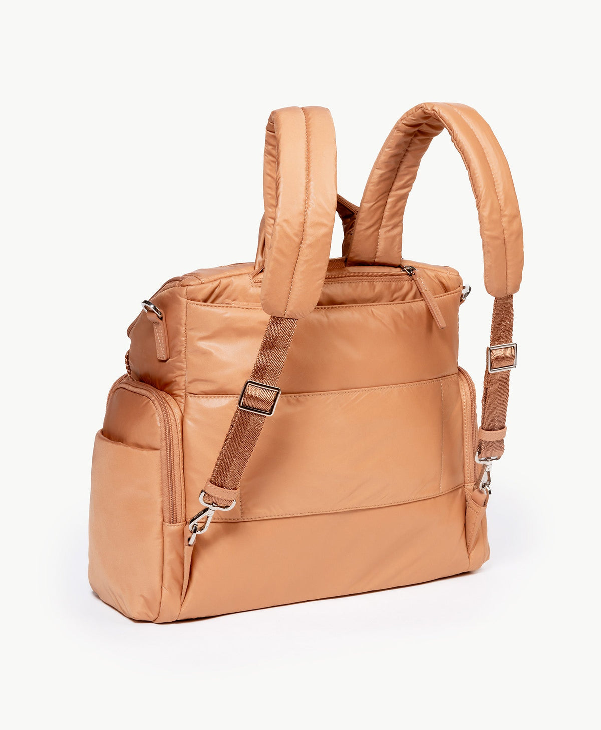 Caraa Baby Bag Large in Mocha Mousse, backpack straps