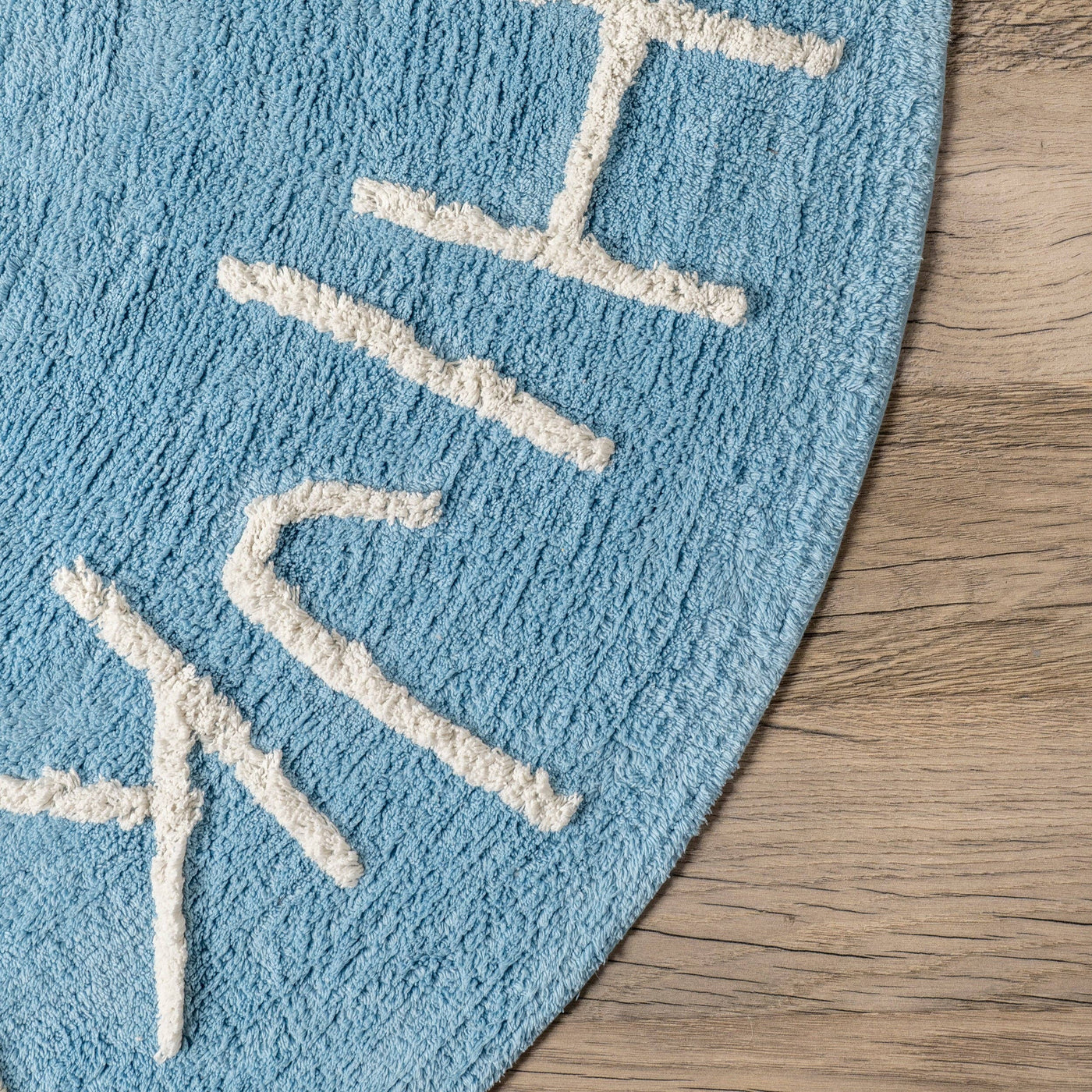Kids Washable Round Alphabet Rug (Blue) - Round 6'