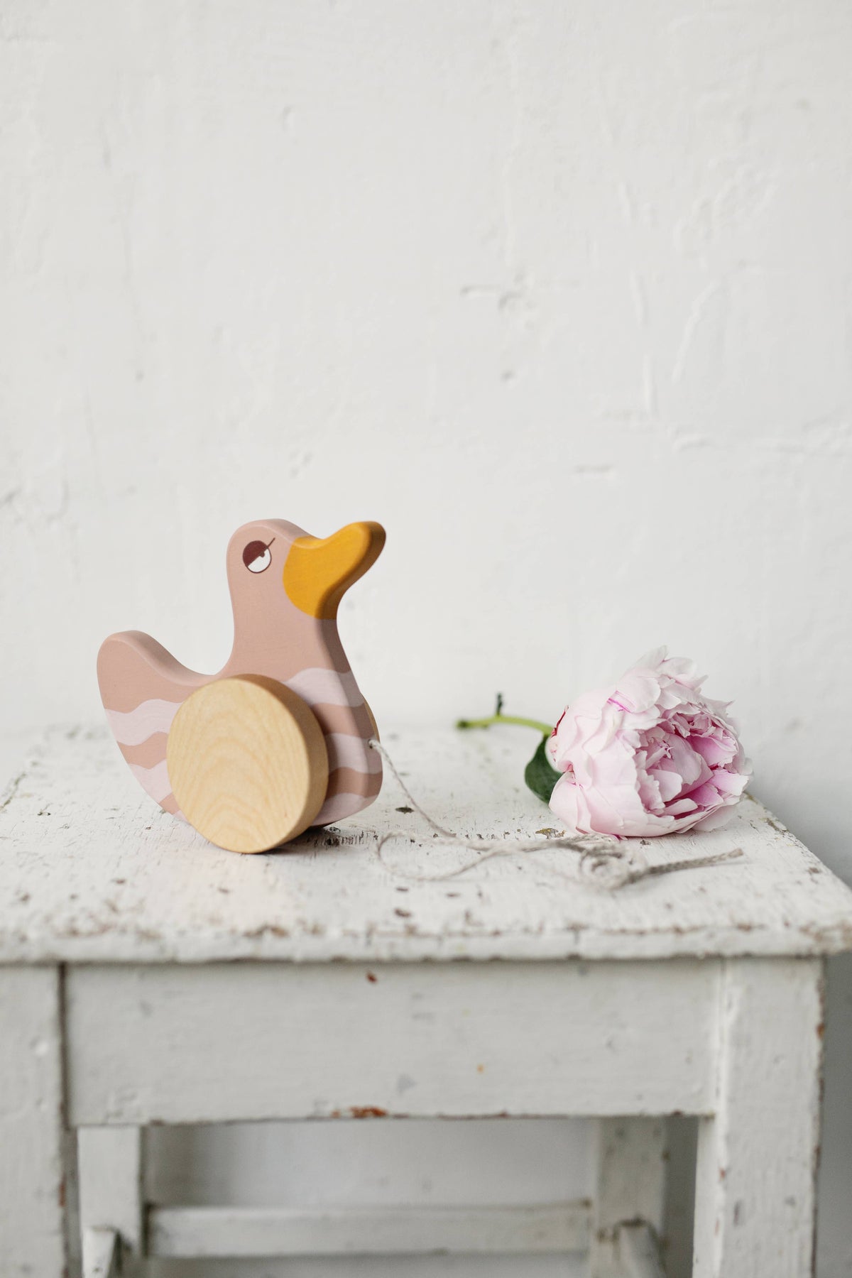Wooden Pink Duck Pull Toy