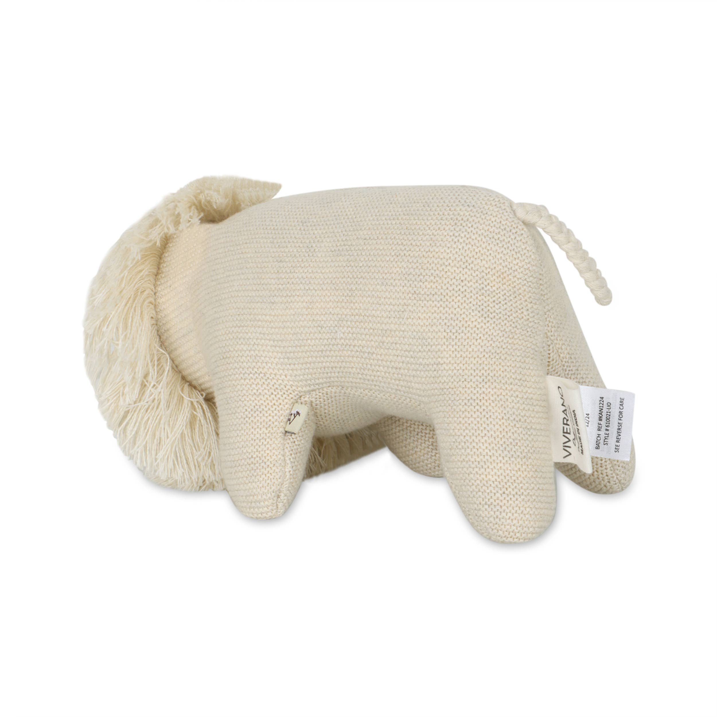 Lion Knit Stuffed Animal Soft Baby Toy (Organic Cotton): Natural Heather