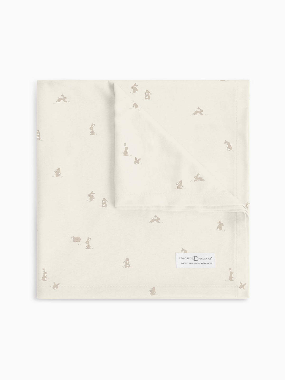 Swaddle Blanket Bunny Oat Clay flat front