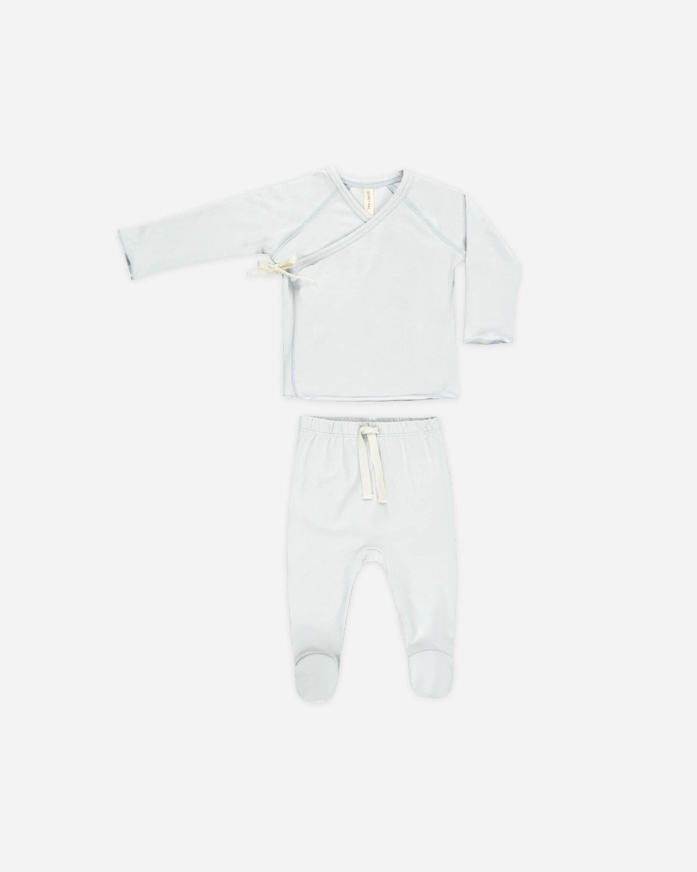 Wrap Top + Footed Pant Set - Fog