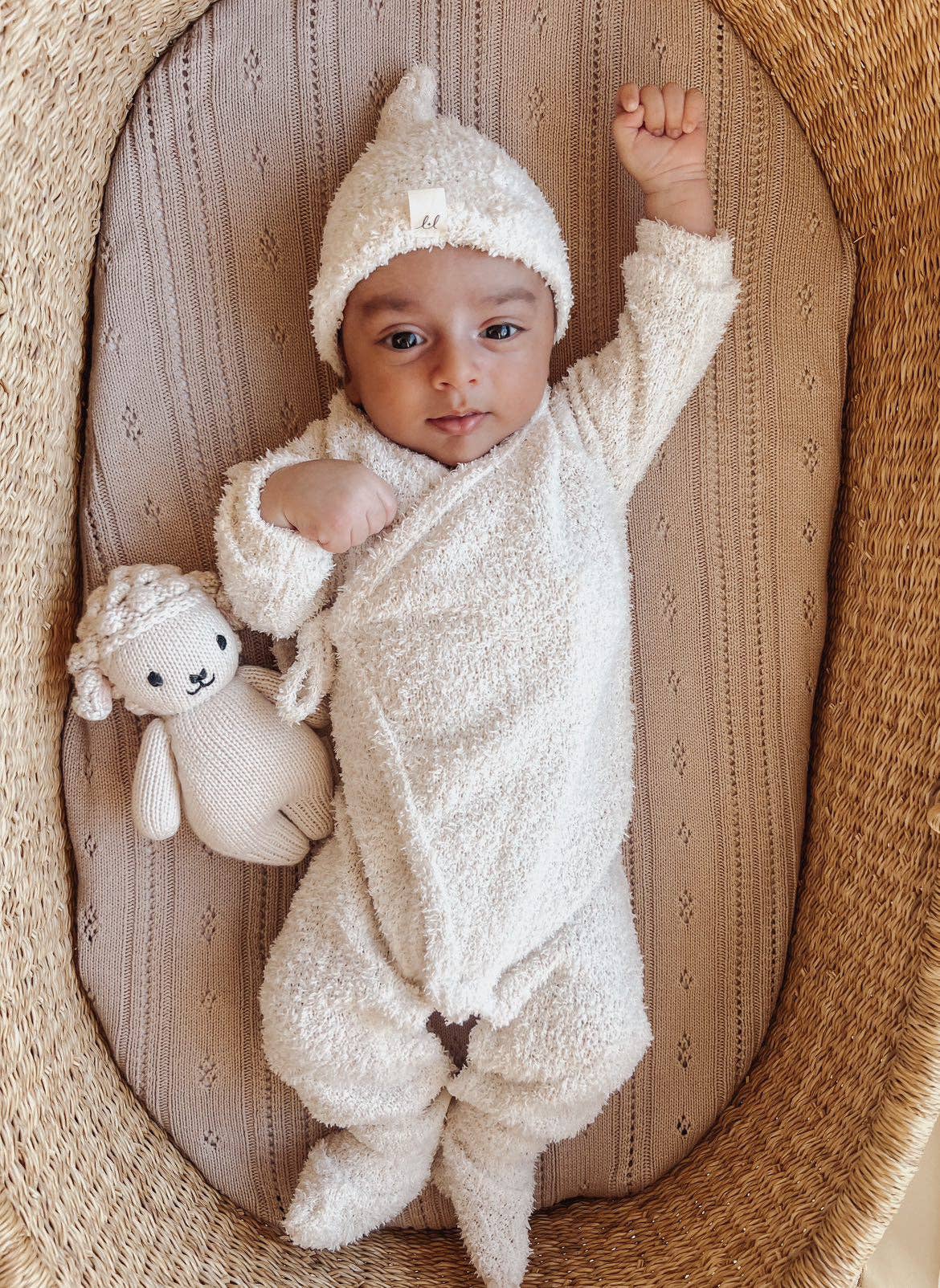 Luna + Luca Cozy Teddy Kimono Set: Cream