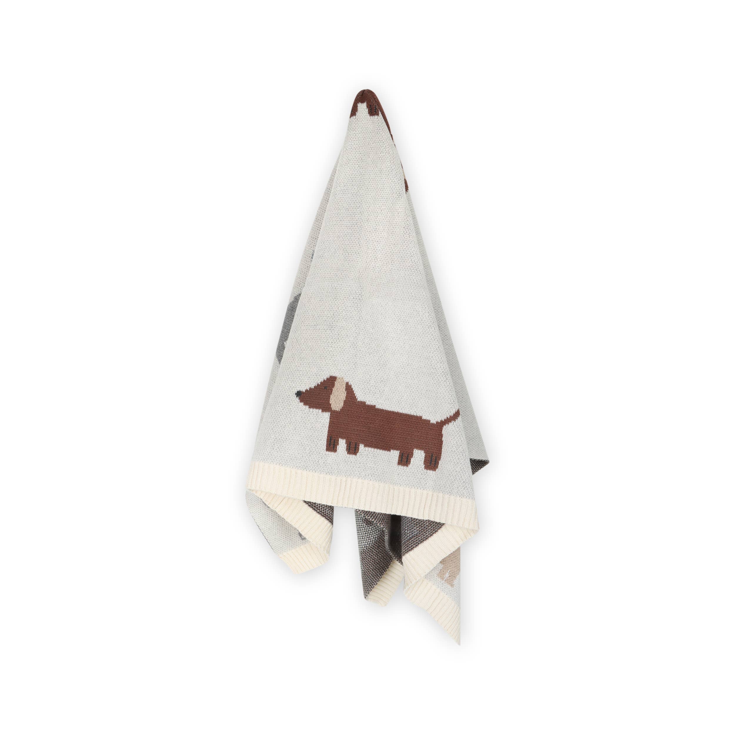 Buddy Dog - Organic Jacquard Sweater Knit Baby Blanket: Natural