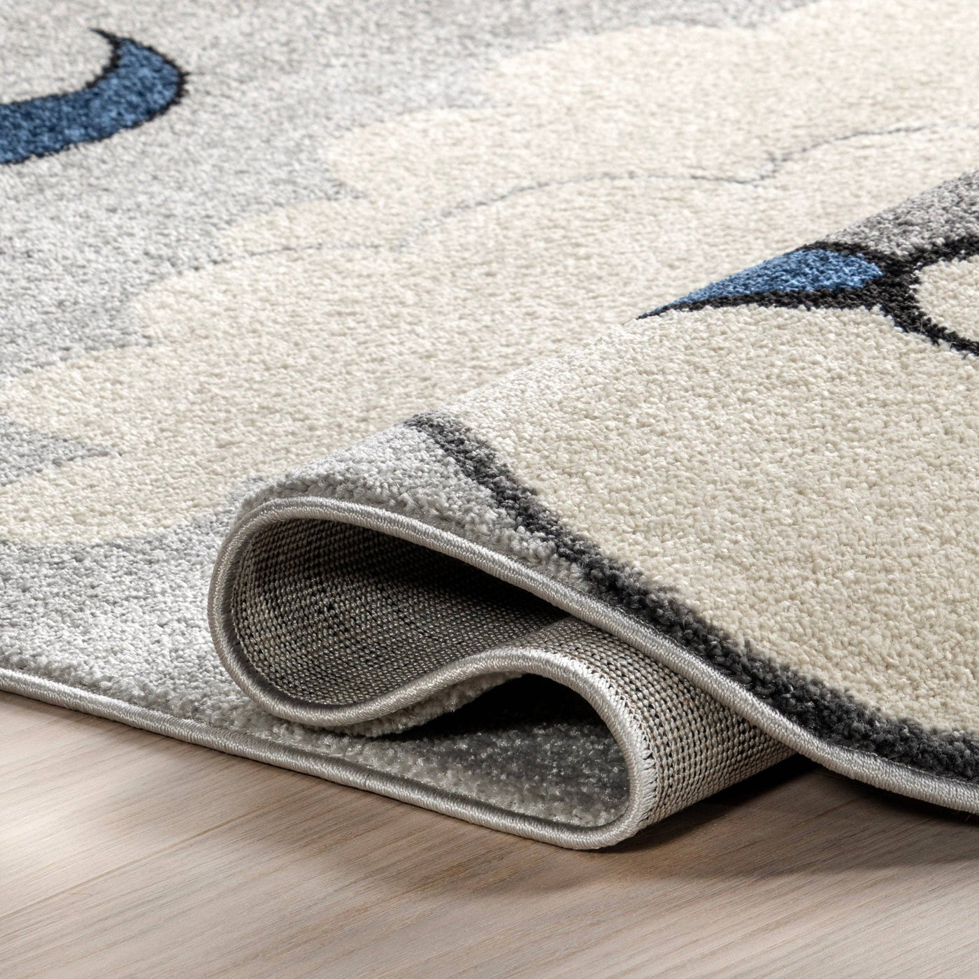 Ryder Sleeping Bear Kids Area Rug: Light Grey - Rectangle 8' x 10'