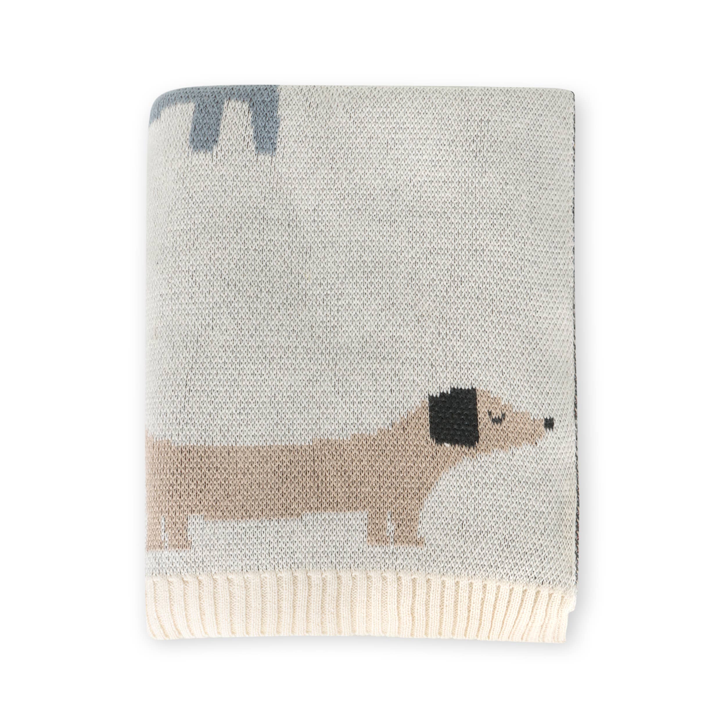 Buddy Dog - Organic Jacquard Sweater Knit Baby Blanket: Natural