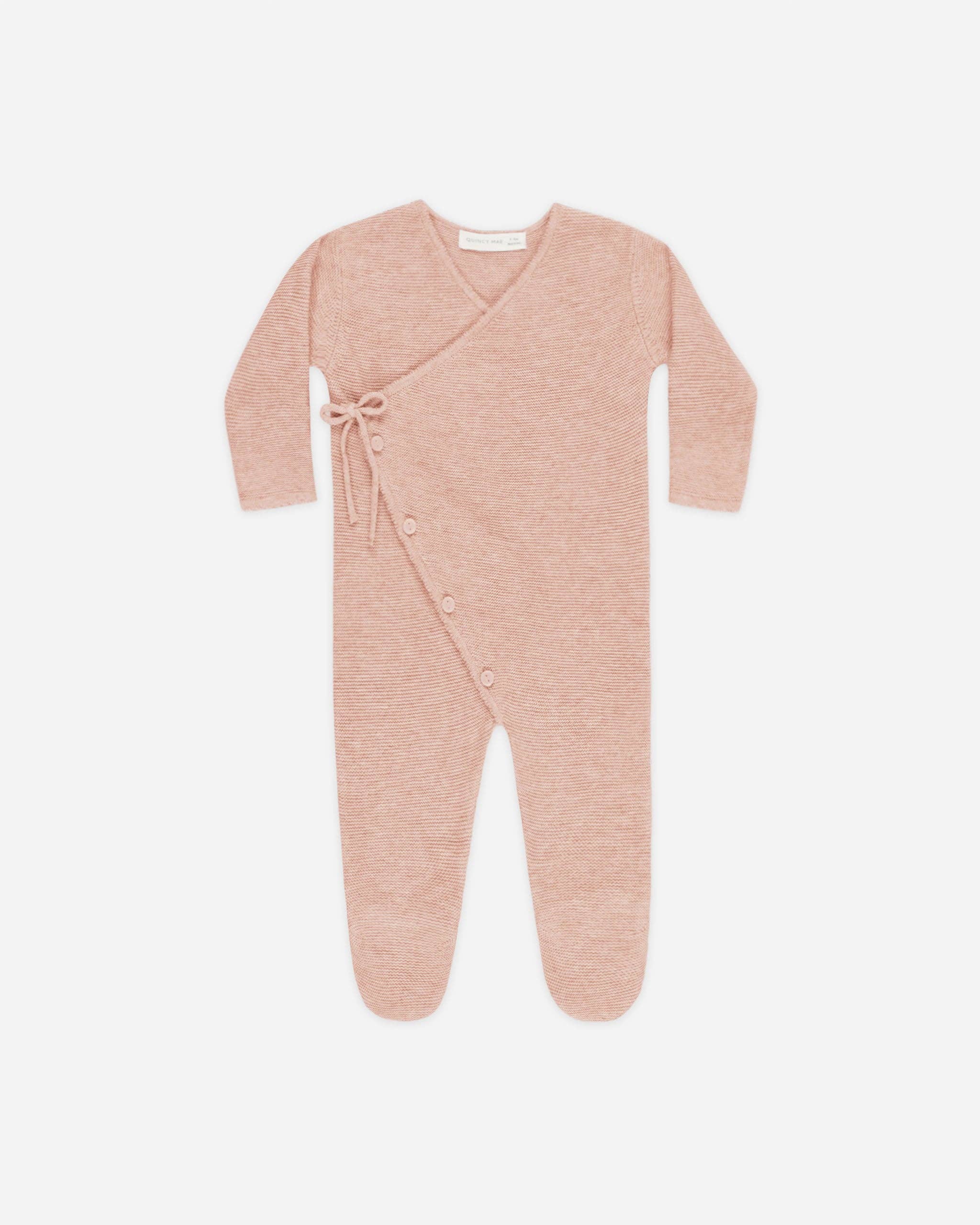Wrap Knit Footie - Heathered Rose