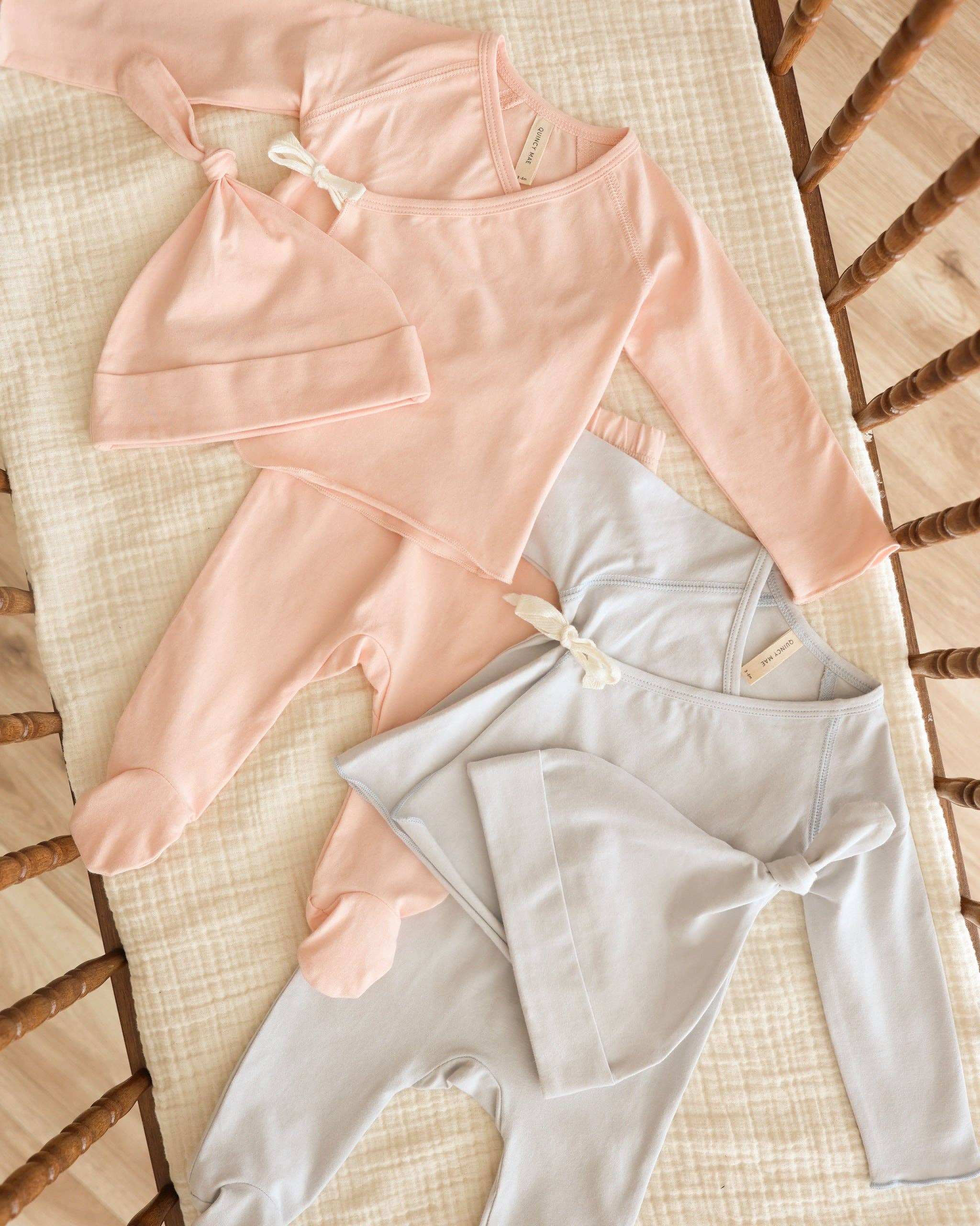 Wrap Top + Footed Pant Set - Fog