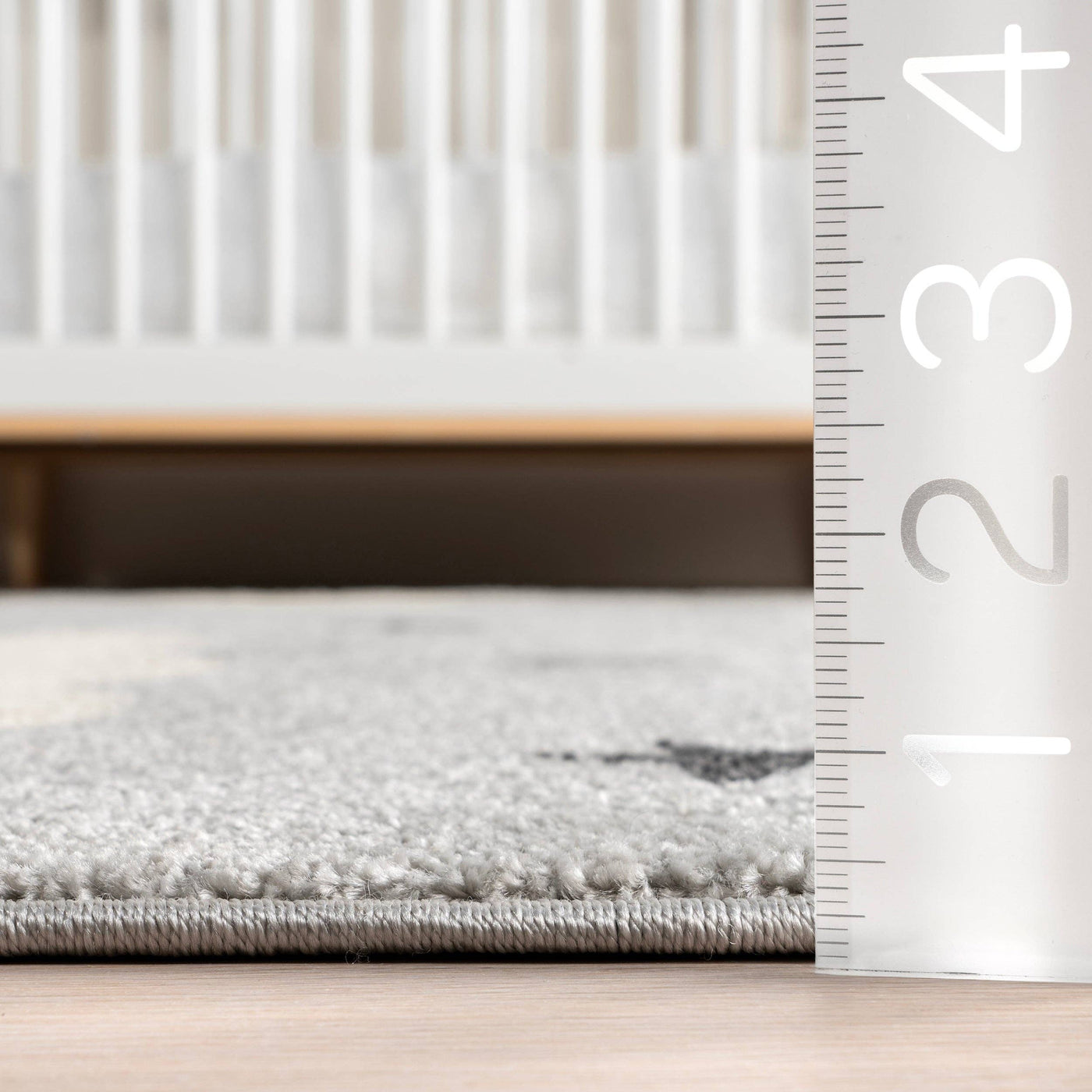 Ryder Sleeping Bear Kids Area Rug: Light Grey - Rectangle 8' x 10'