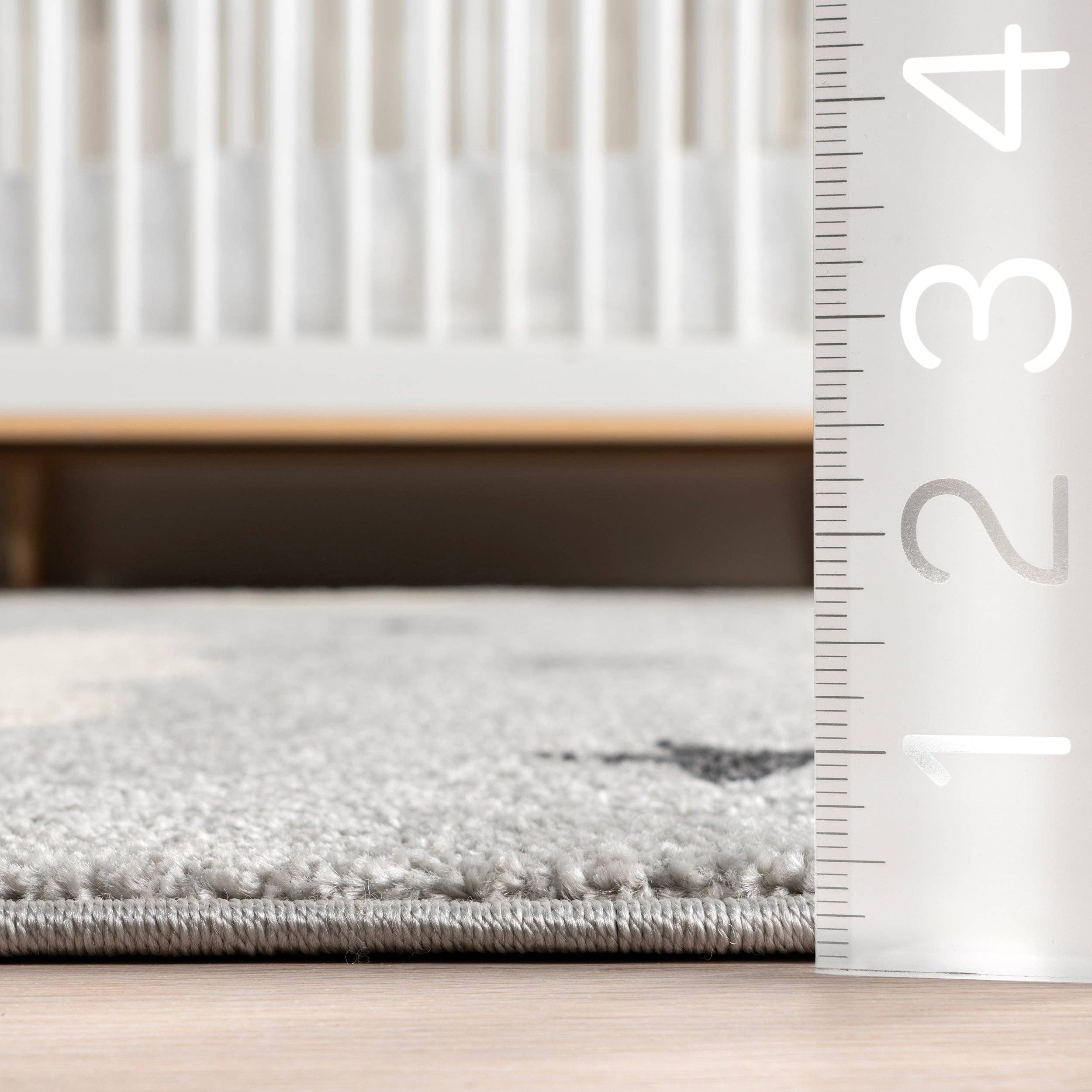 Ryder Sleeping Bear Kids Area Rug: Light Grey - Rectangle 8' x 10'