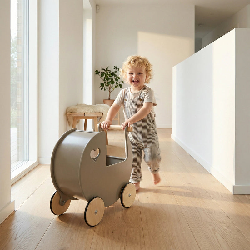 Traditional Doll Stroller, Warm Grey