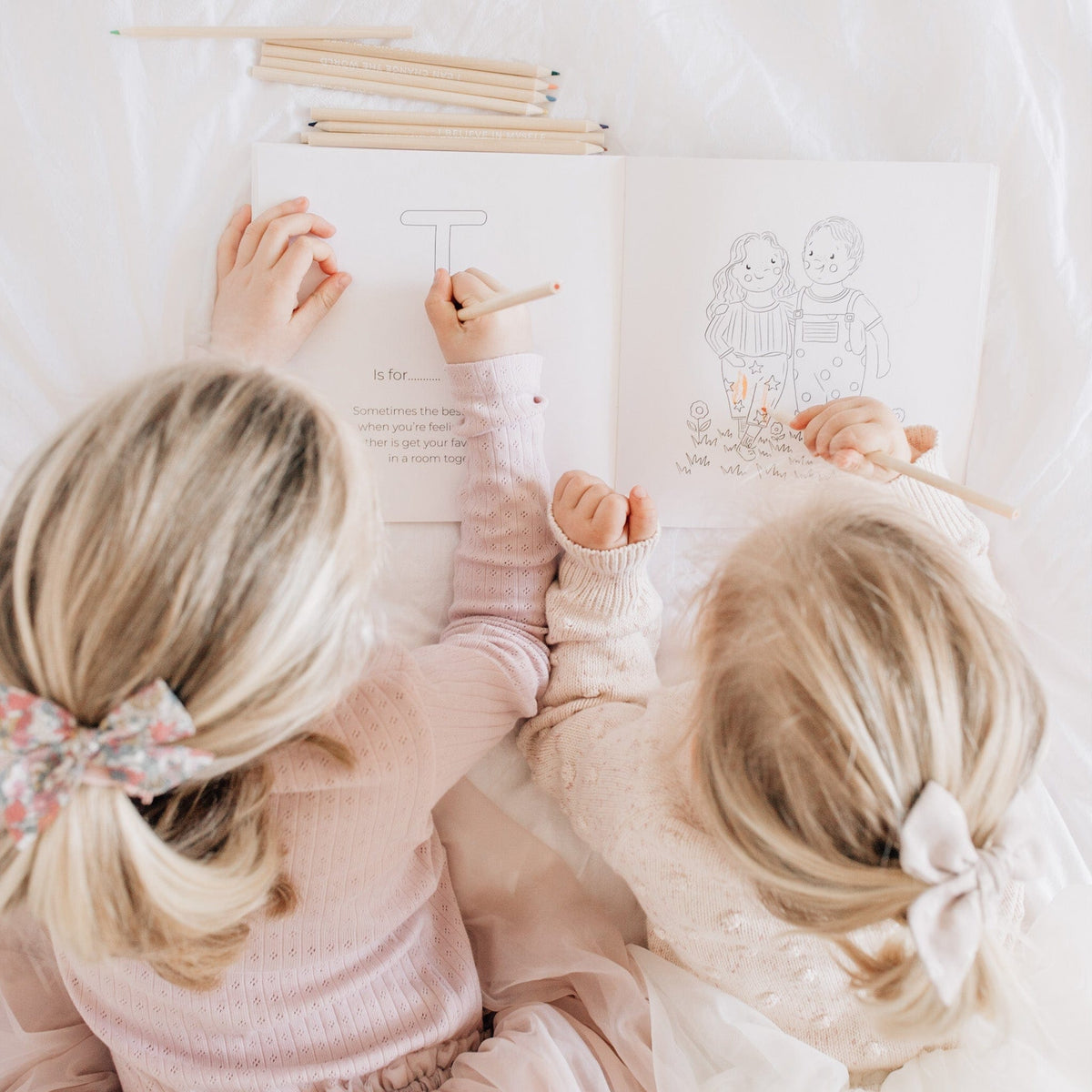 Two children coloring pages of the ABCs of Mindfulness book