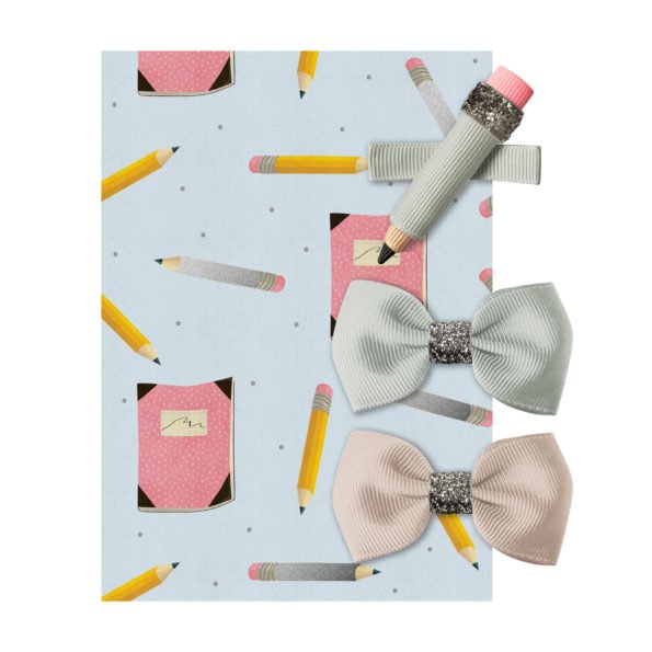 Milledeux® School Gift Set Silver Glitter – Alligator Clip – Set Silver