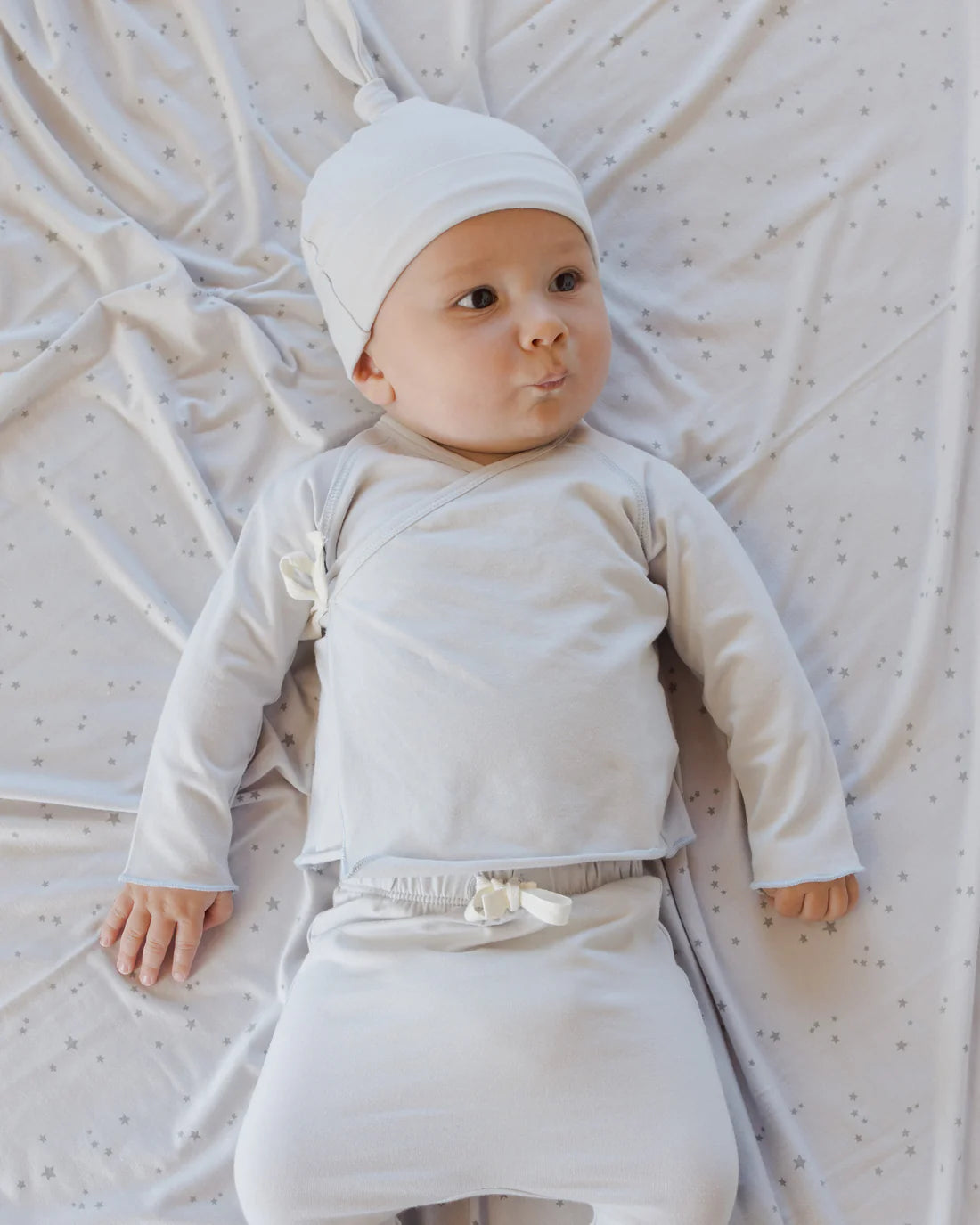 Quincy Mae modal baby swaddle in Stars Fog, folded