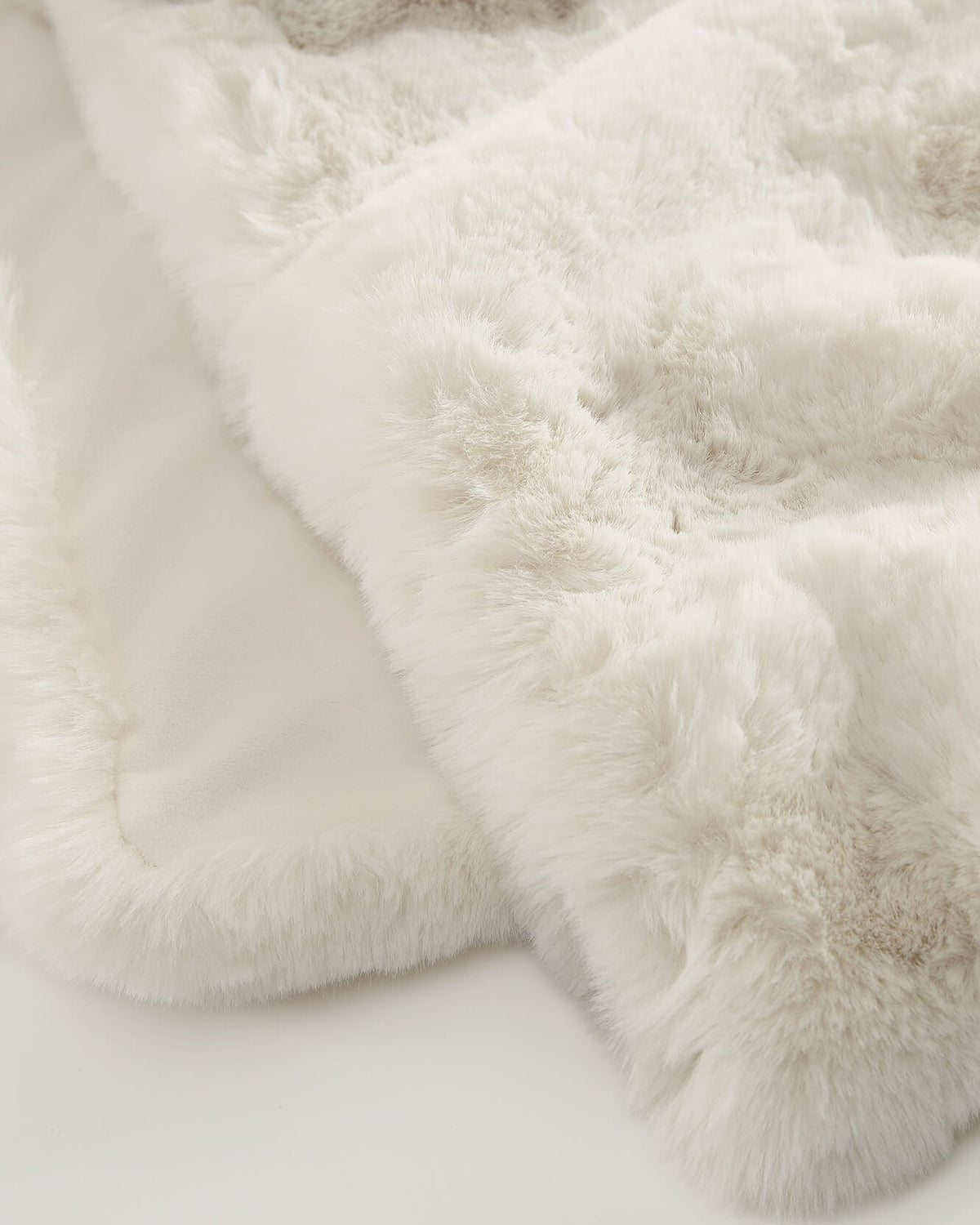 Sunday Citizen faux fur bed runner in white, detail