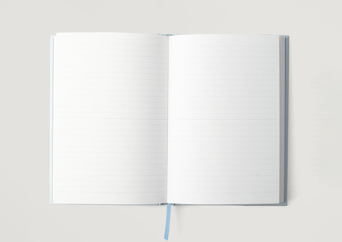The journal open, showing the lined pages