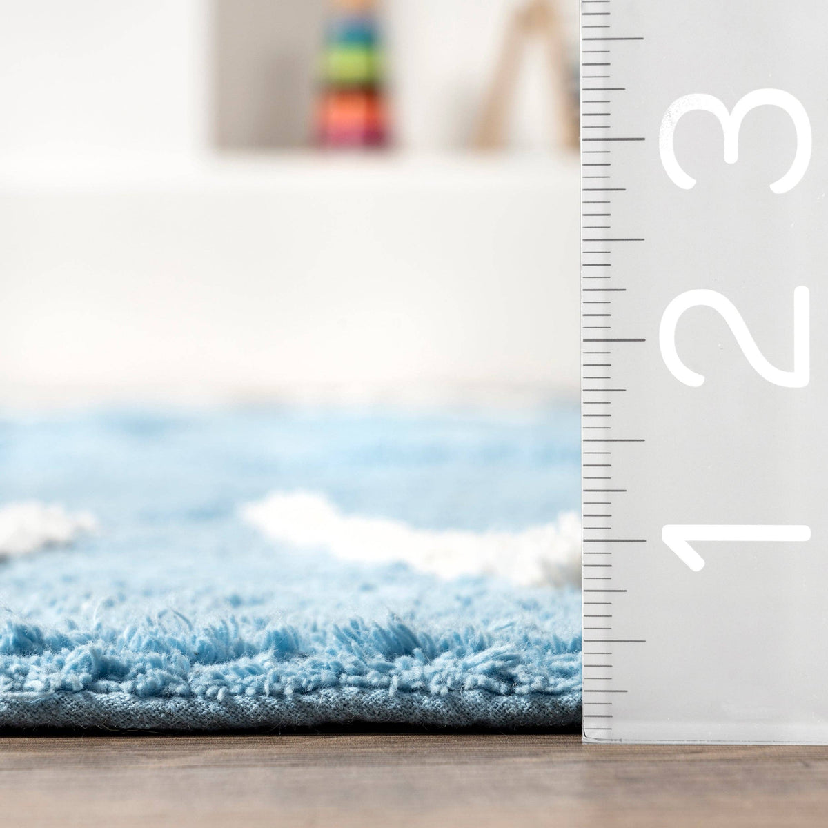Washable Round Alphabet Rug, Blue, 6 ft
