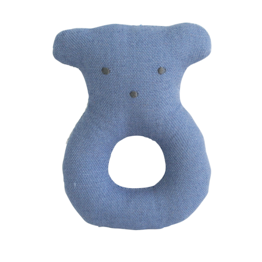 Linen Bear Ring Rattle - Chambray