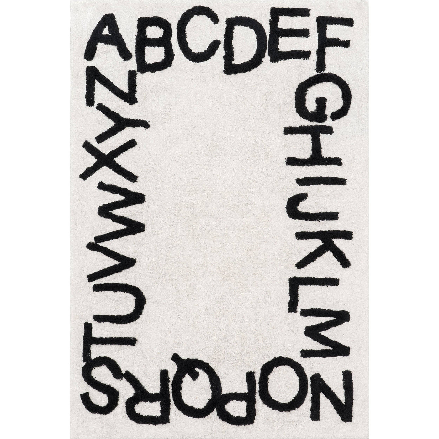 Kids Washable Round Alphabet Rug (Blue) - Round 6'