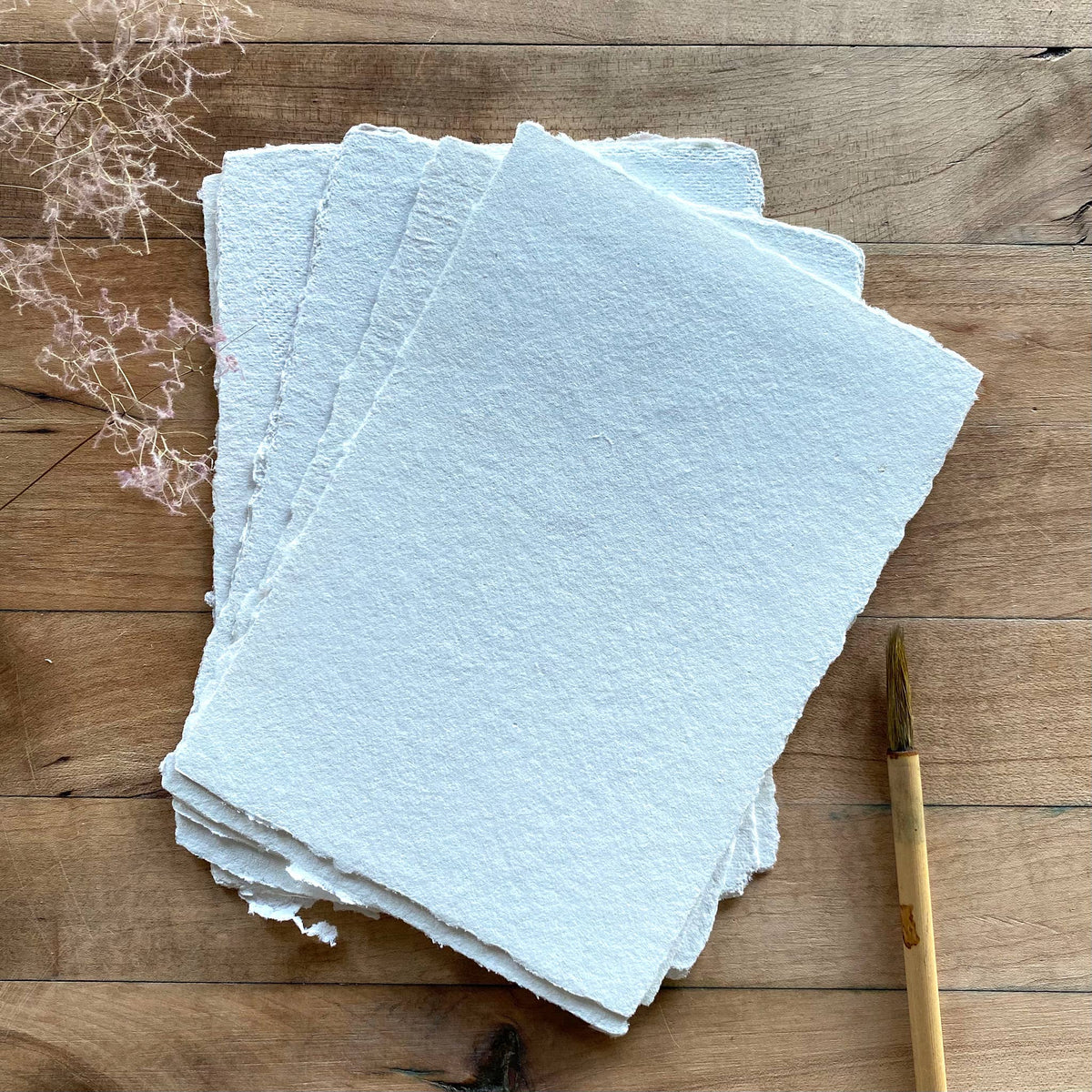 Sage handmade paper sheets with deckled edges