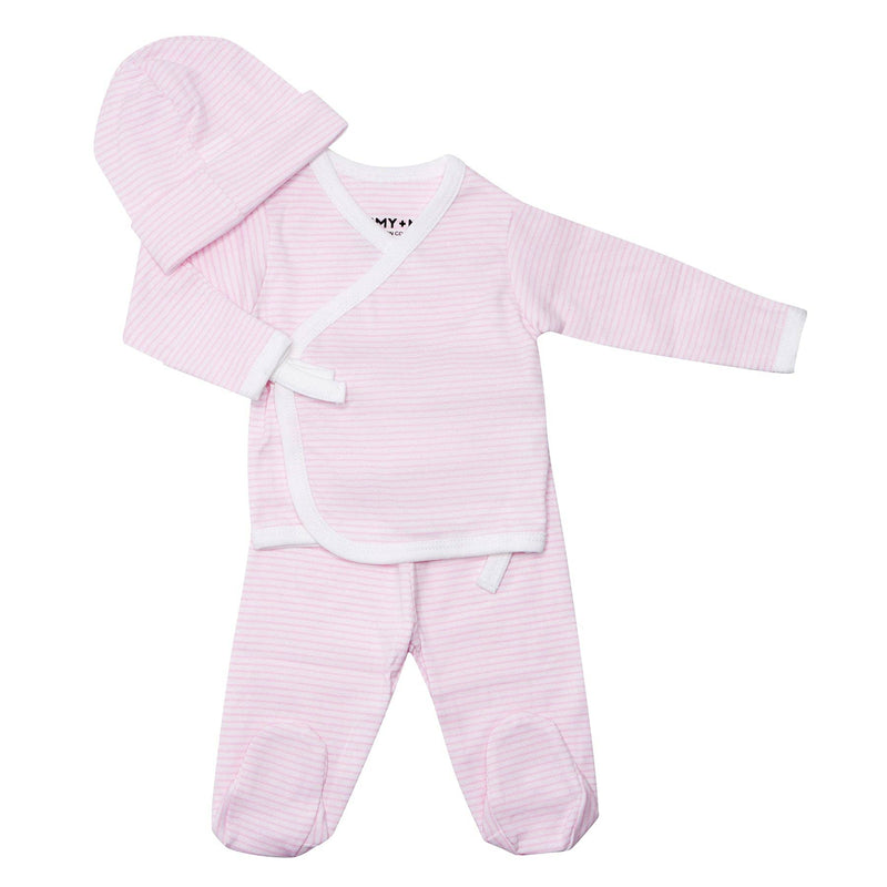 Classic Stripe Take Me Home Set in Pink: Pink / Pima cotton / NB