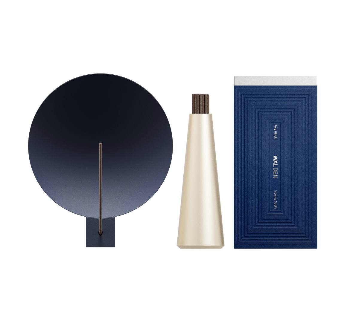 Walden Ritual Incense Set, ultramarine holder, sand vase, hinoki incense