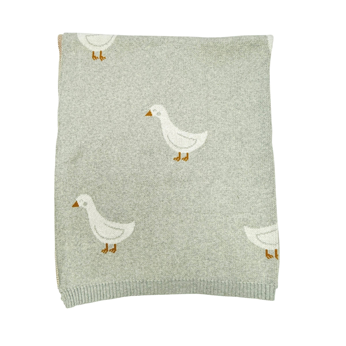 Duck Waddle Knit Blanket, Vanilla Gray