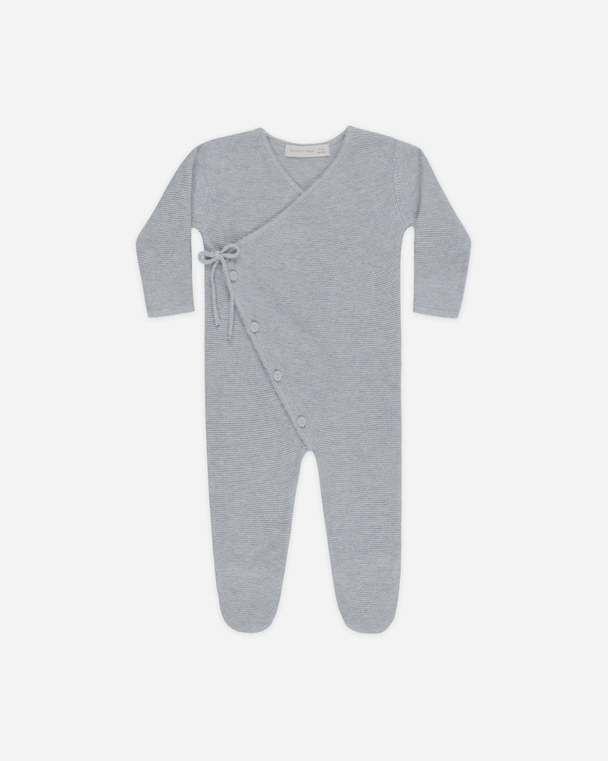 Wrap Knit Footie - Heathered Dusty Blue