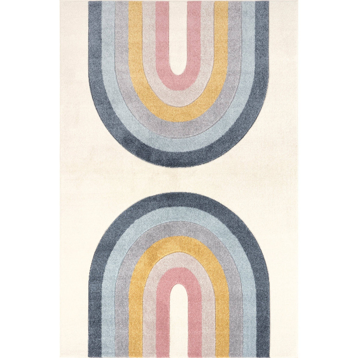 Jerri Double Half Rainbow Kids Area Rug - Rectangle 7' 10" x 10'