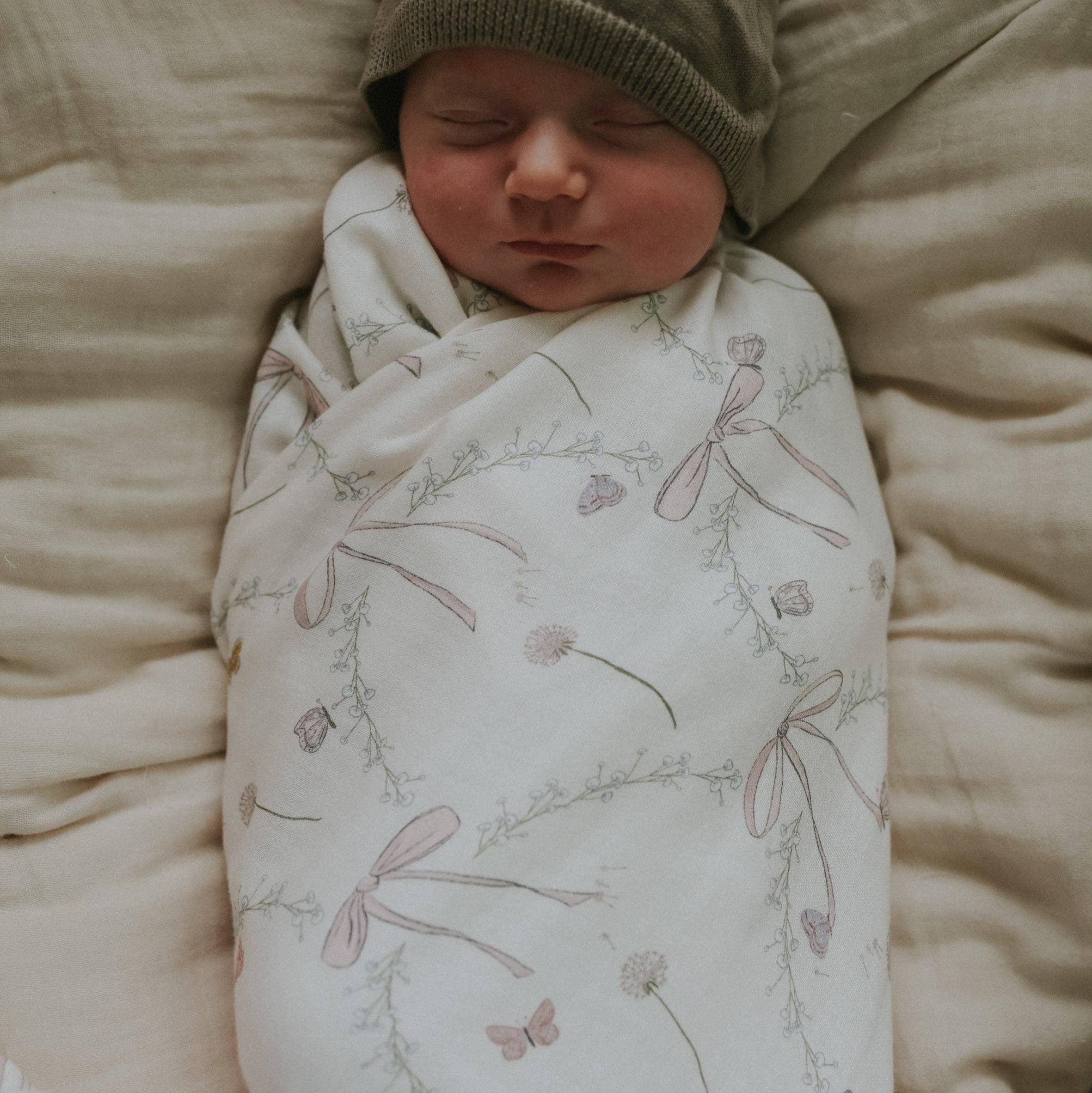 Bows & Butterfly Kisses Swaddle - Pink