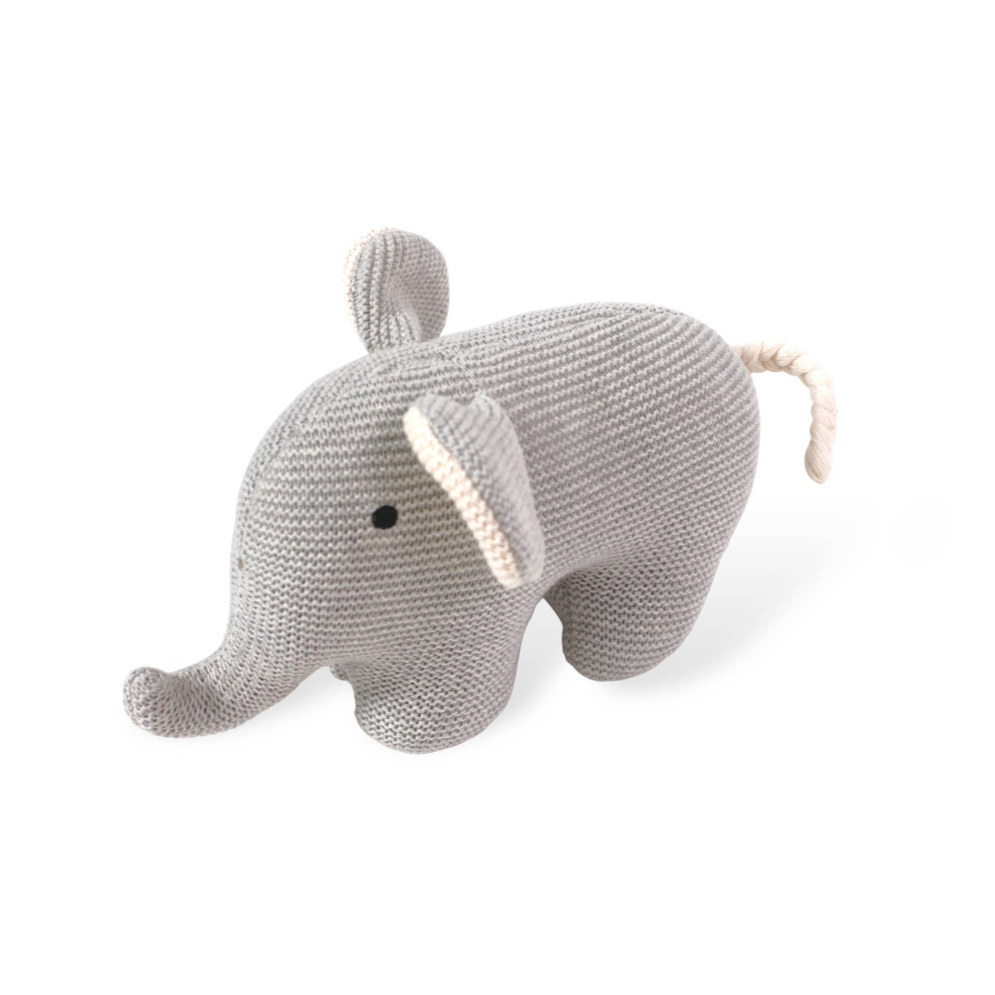 Elephant Knit Stuffed Animal Soft Baby Toy (Organic Cotton): Grey Heather