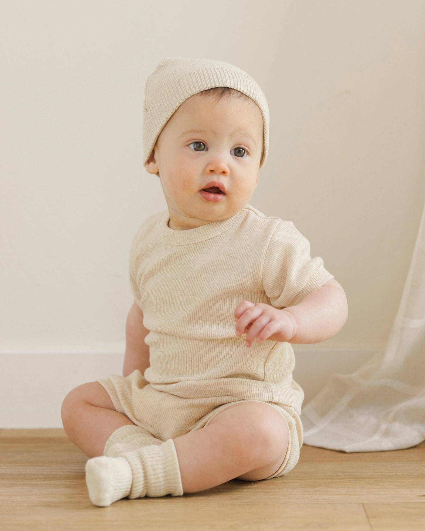 Baby Beanie - Heathered Natural