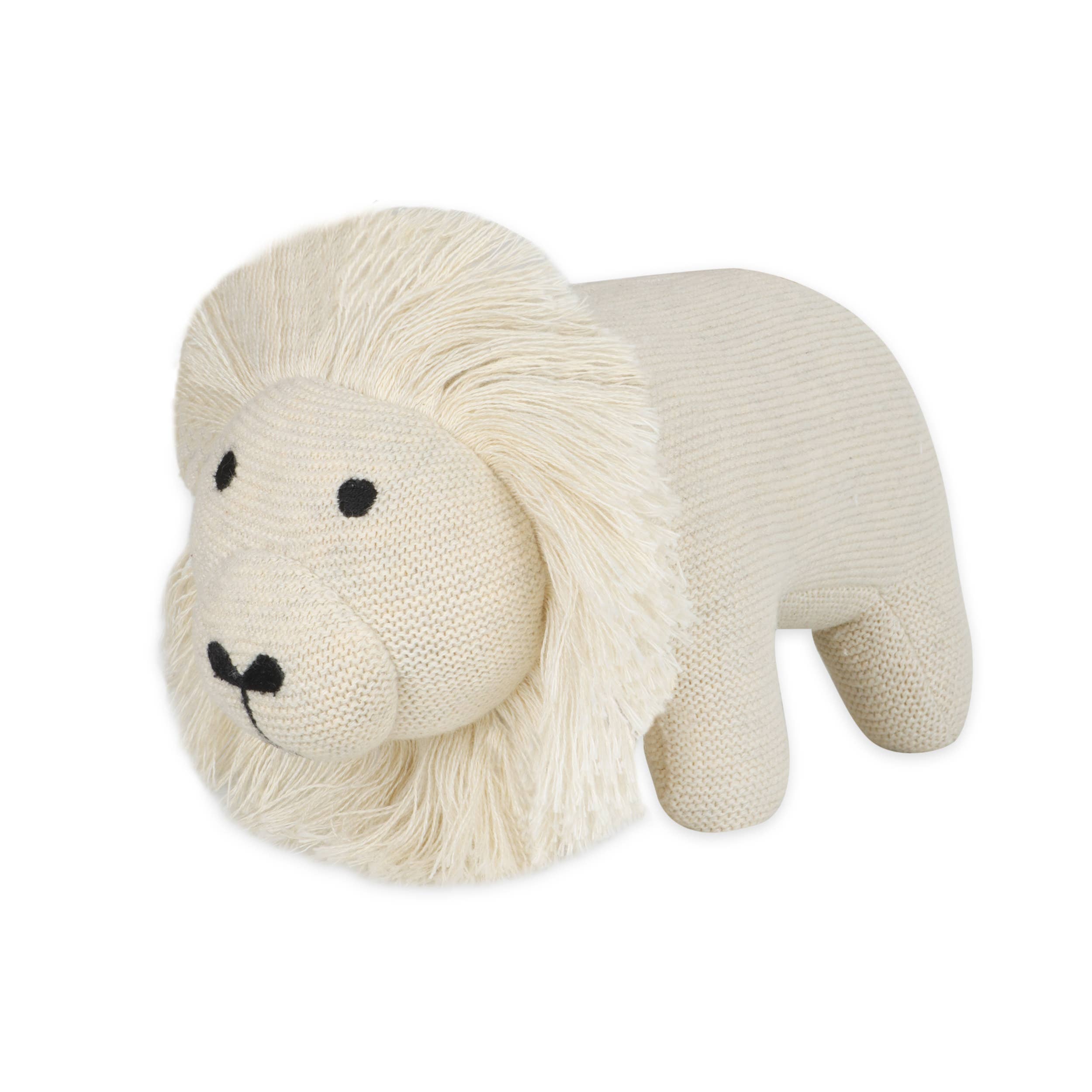 Lion Knit Stuffed Animal Soft Baby Toy (Organic Cotton): Natural Heather