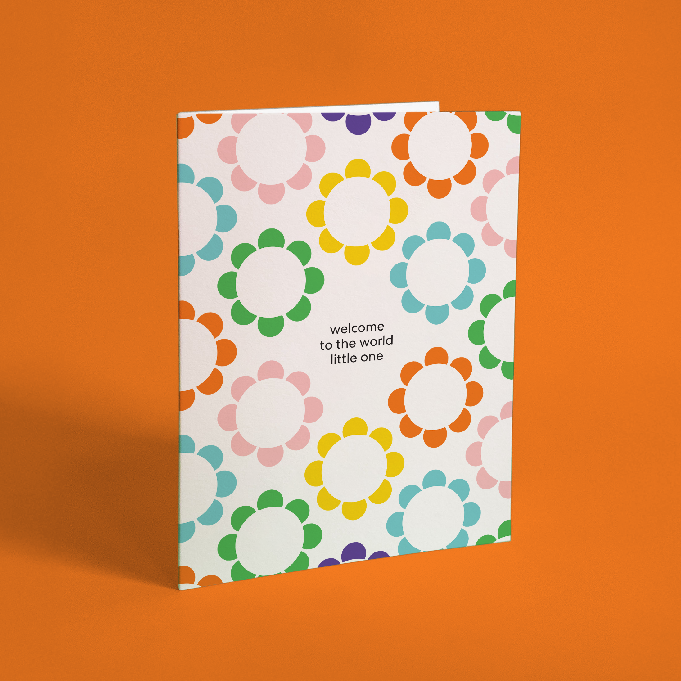 Welcome New Baby Geometric Flowers Greeting Card