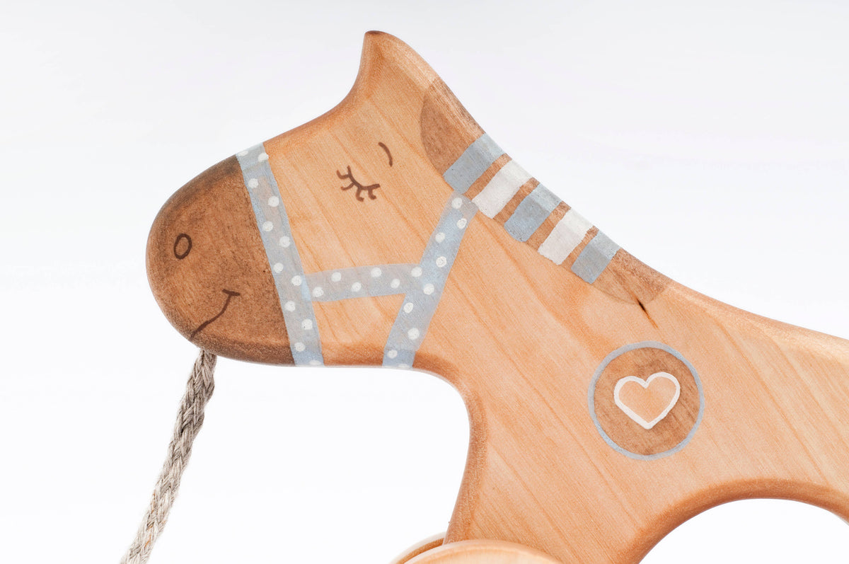 Wooden Blue Horse Pull Toy