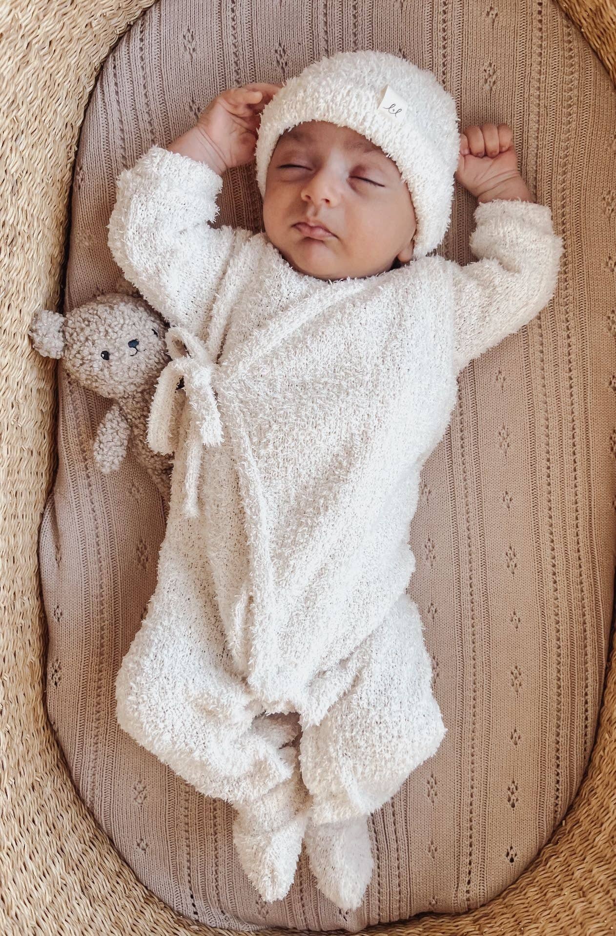 Luna + Luca Cozy Teddy Kimono Set: Cream