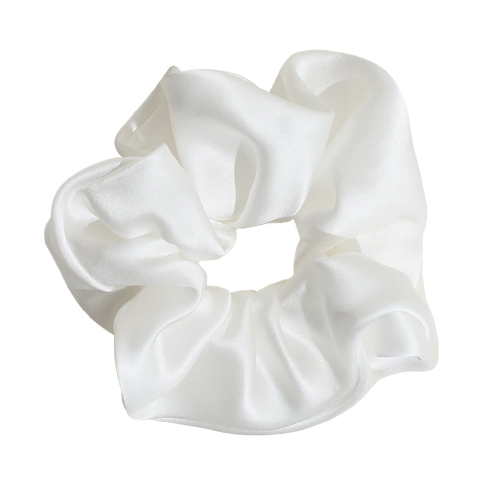 "Silken Hair" Silk Scrunchie - White