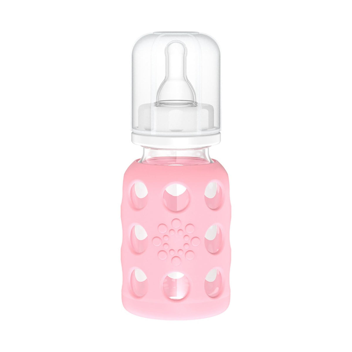 Lifefactory 4oz glass baby bottle in Pink