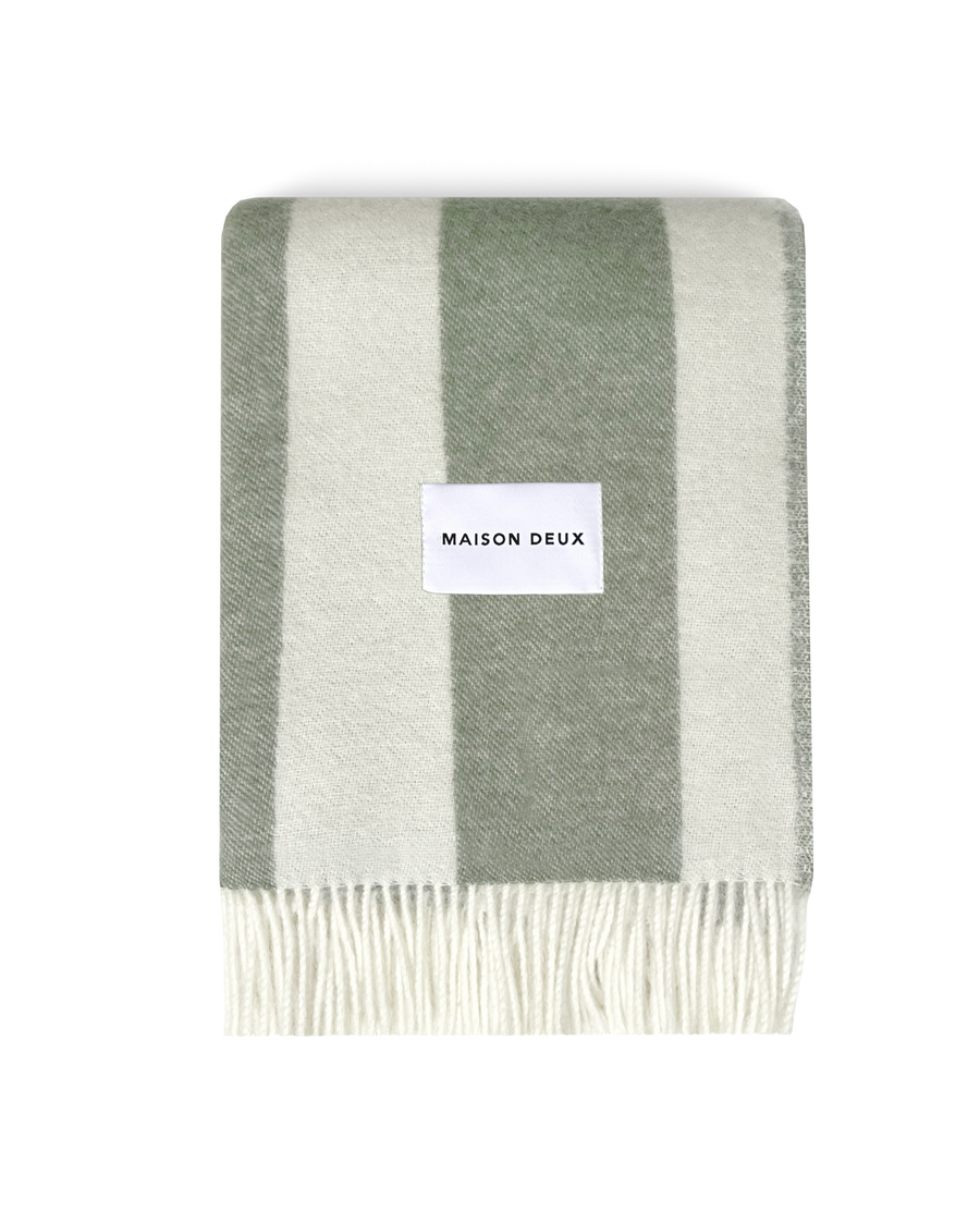 Maison Deux, Rough Stripe Blanket in Agave, 2