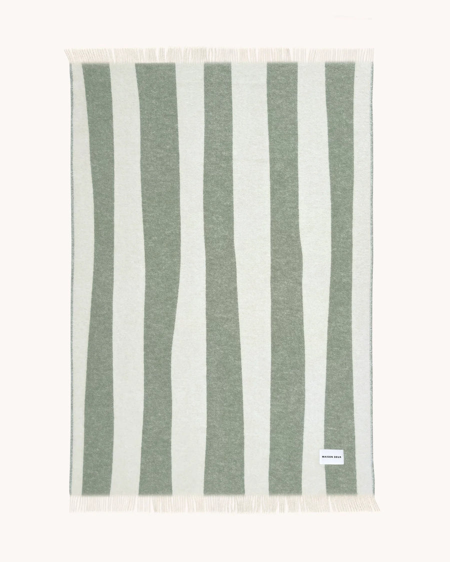 Maison Deux, Rough Stripe Blanket in Agave, 4