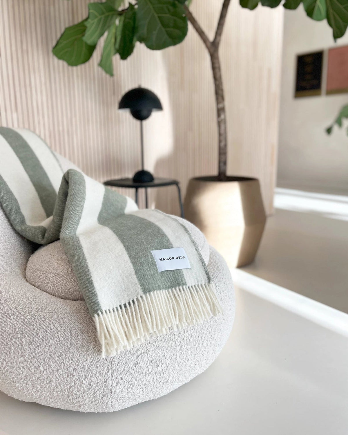 The Forty Days, Maison Deux Rough Stripe Blanket in Agave