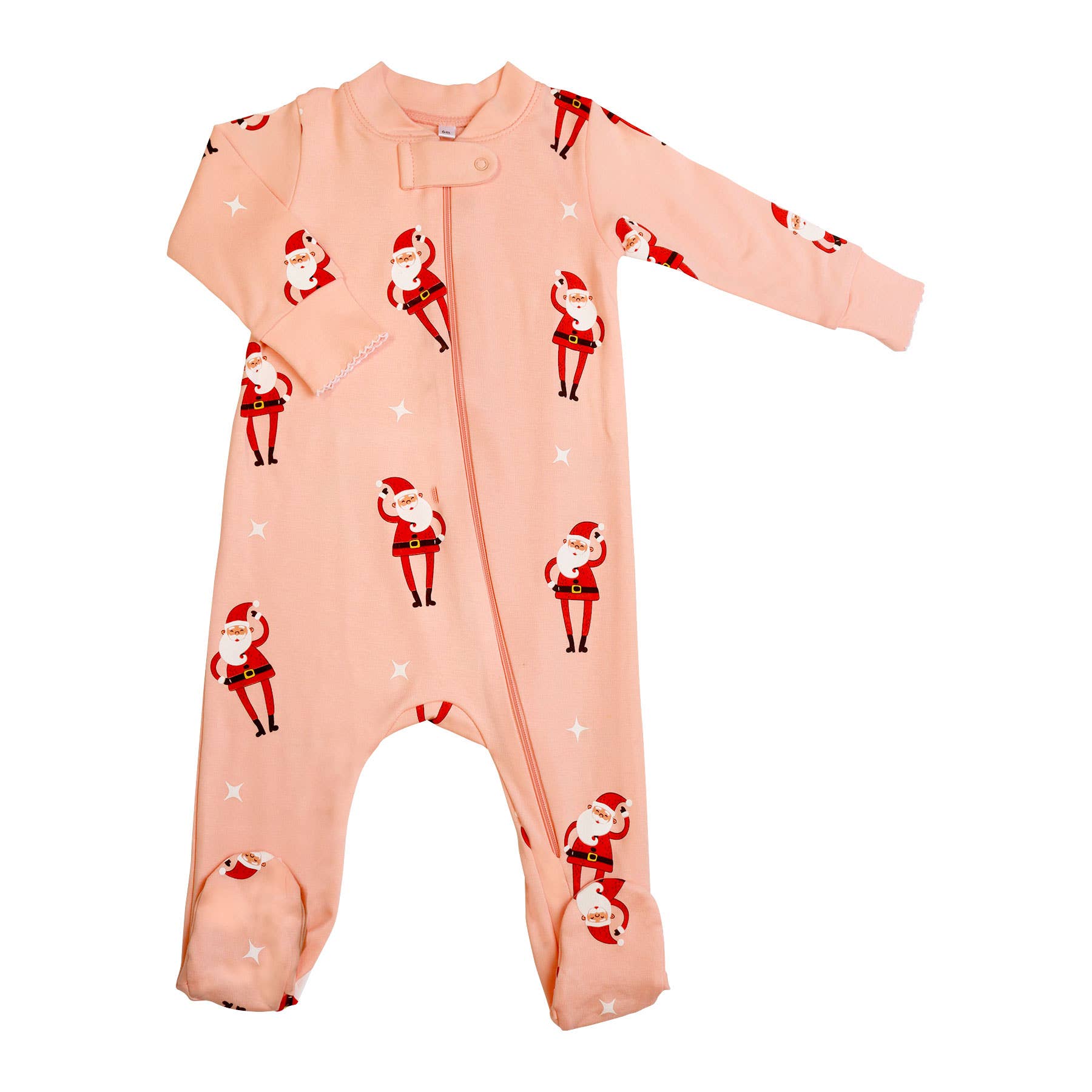 Tinsel Santa Zipper Romper in Poppy Pink