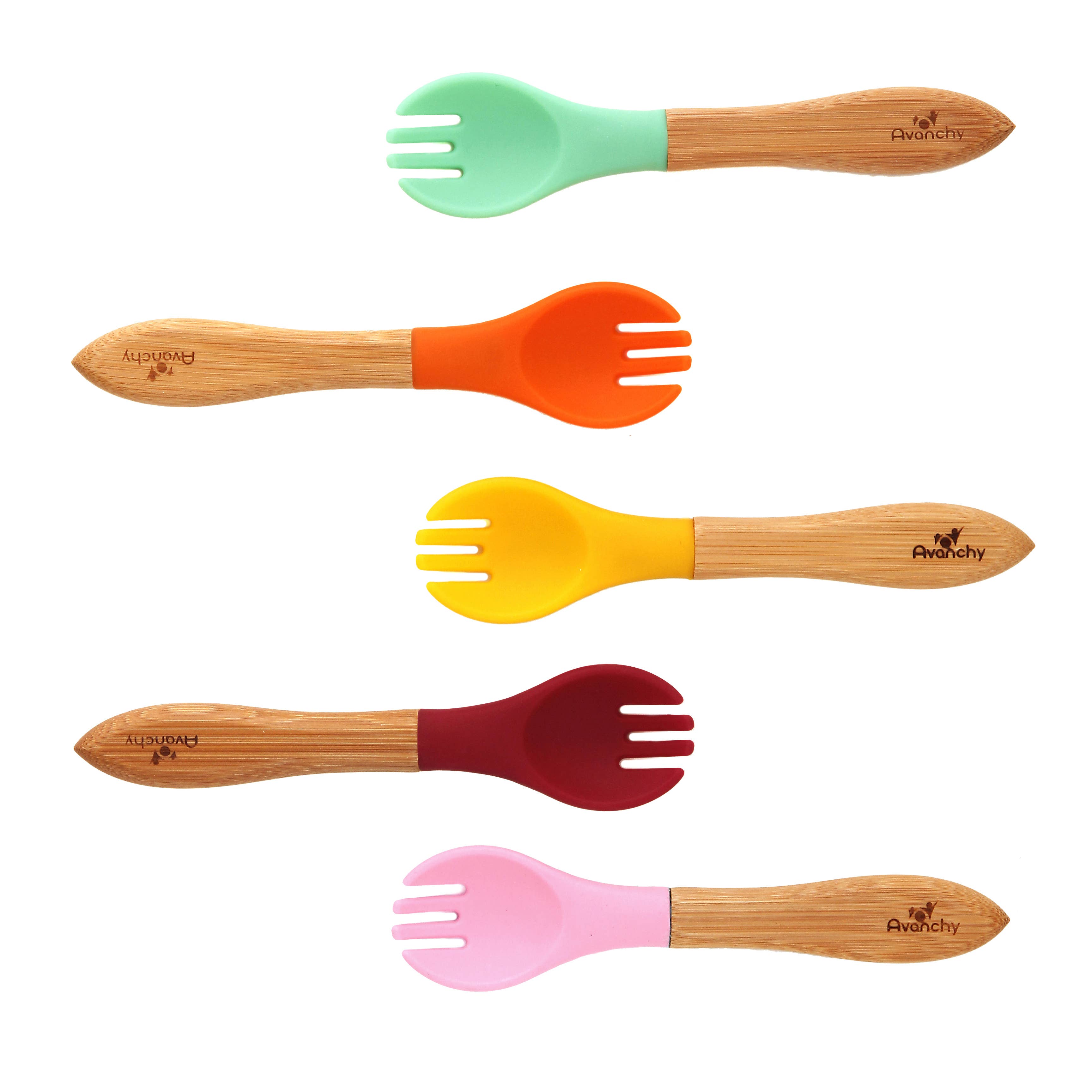 Avanchy Bamboo and Silicone Toddler Training Forks