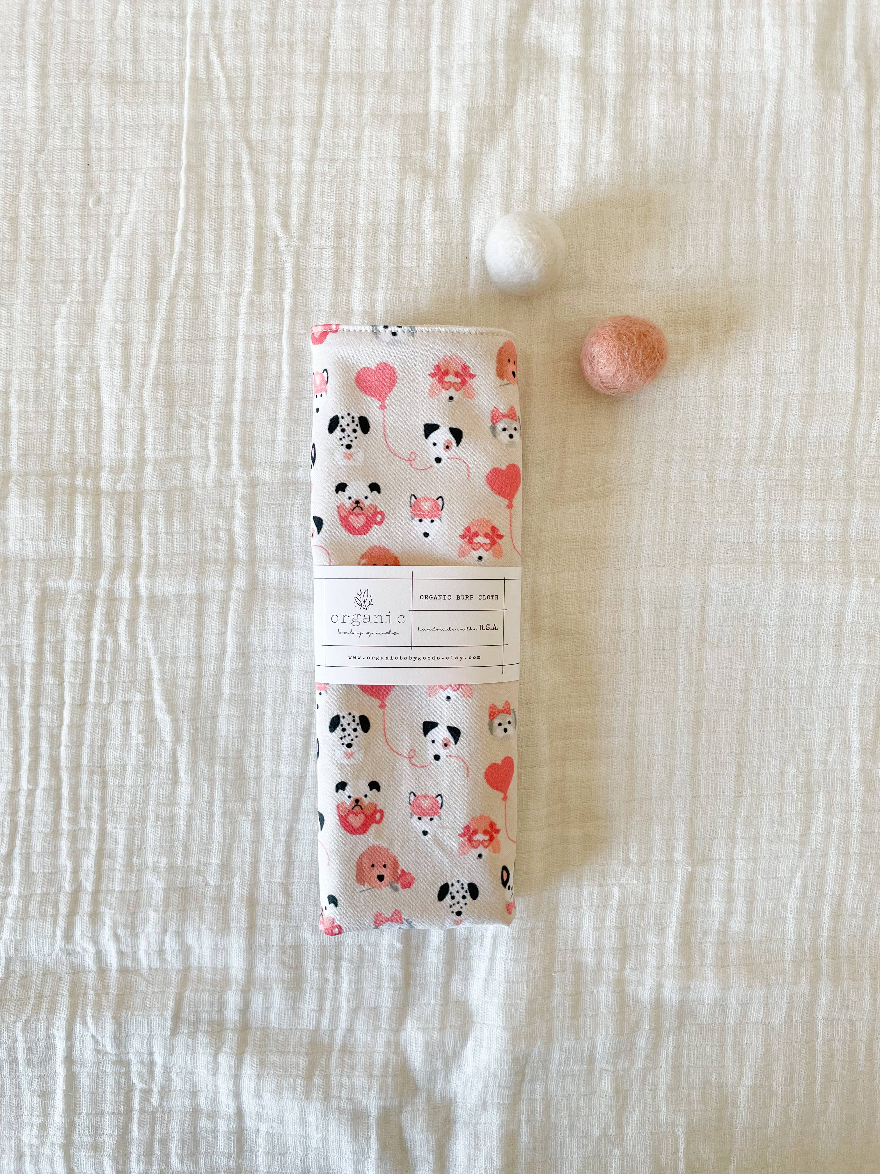 Organic Puppy Love Burp Cloth